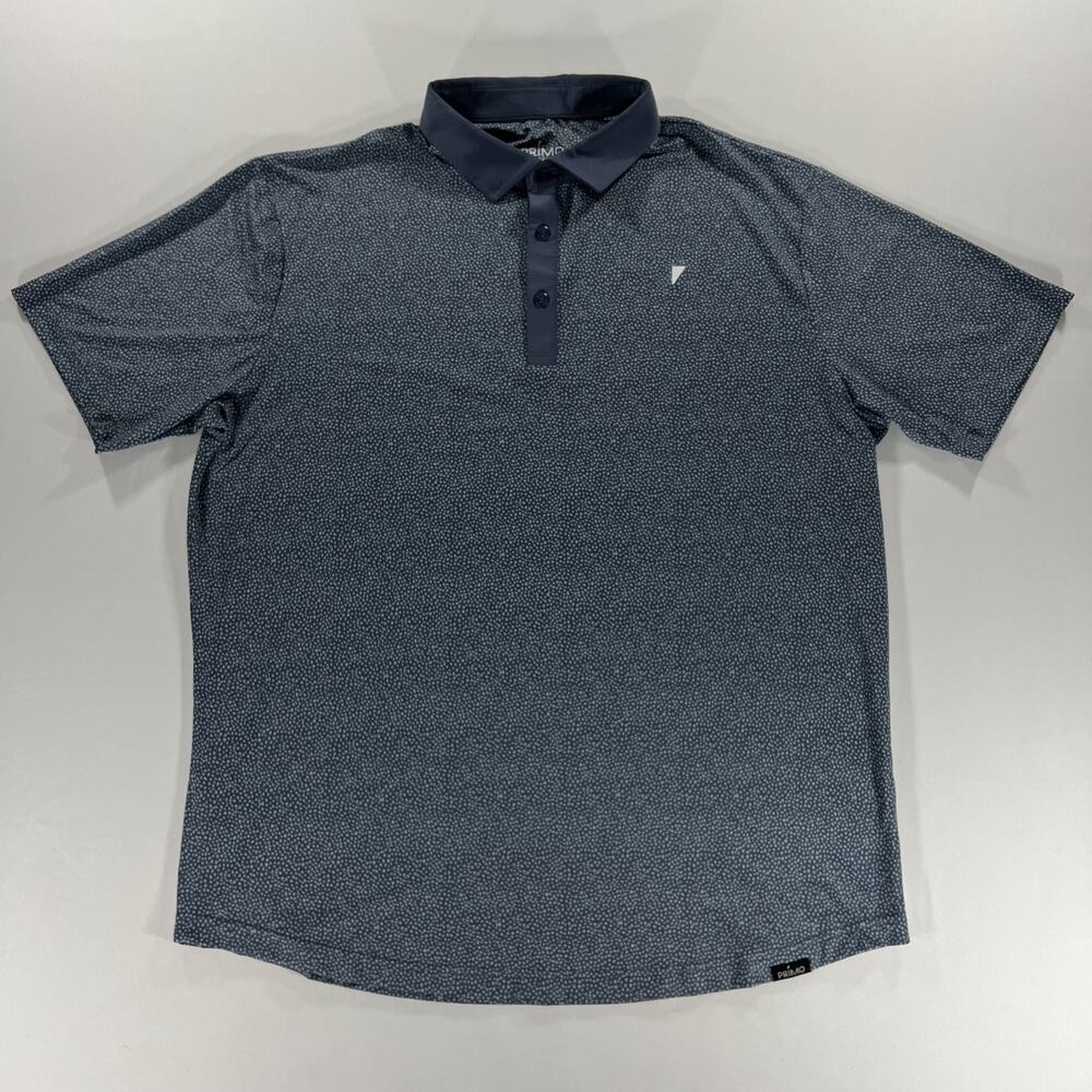 Primo Golf Polo Mens 2XL Blue Speckled AOP Blade Collar Golf Performance